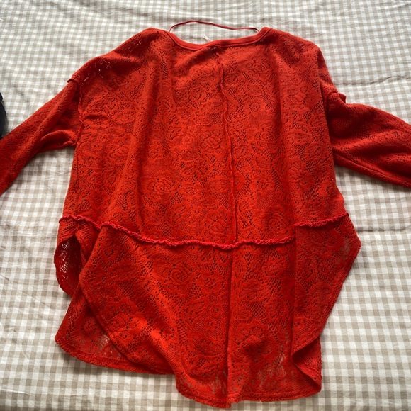 Free People Coral Red Sweater - Picture 3 of 3